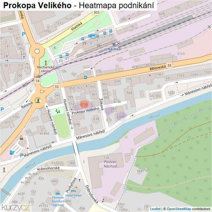 Mapa Prokopa Velikého - Firmy v ulici.