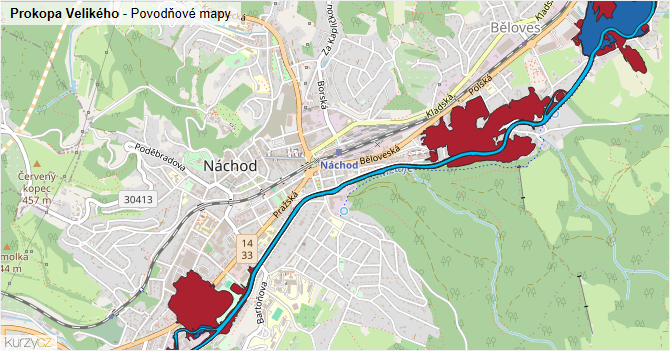 Prokopa Velikého - záplavové mapy stoleté vody