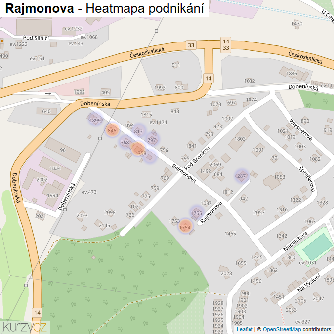 Mapa Rajmonova - Firmy v ulici.