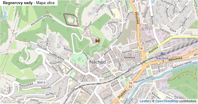 Regnerovy sady - mapa ulice