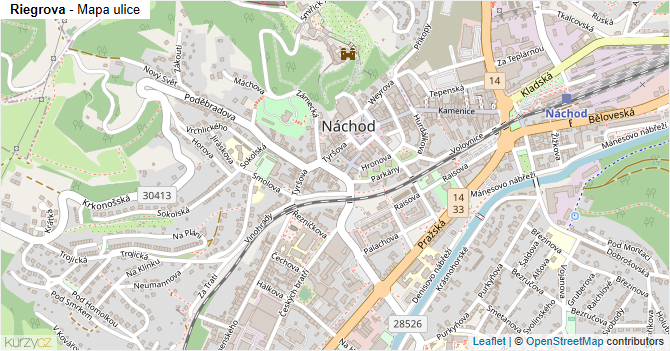 Riegrova - mapa ulice