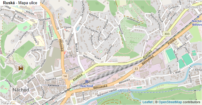 Ruská - mapa ulice