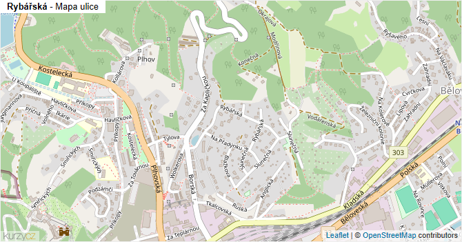 Rybářská - mapa ulice