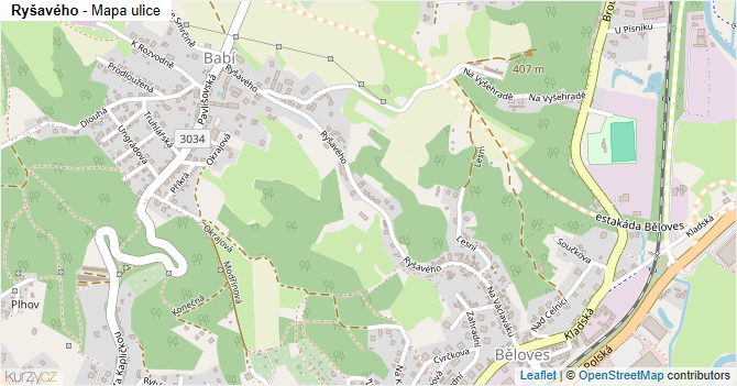 Ryšavého - mapa ulice