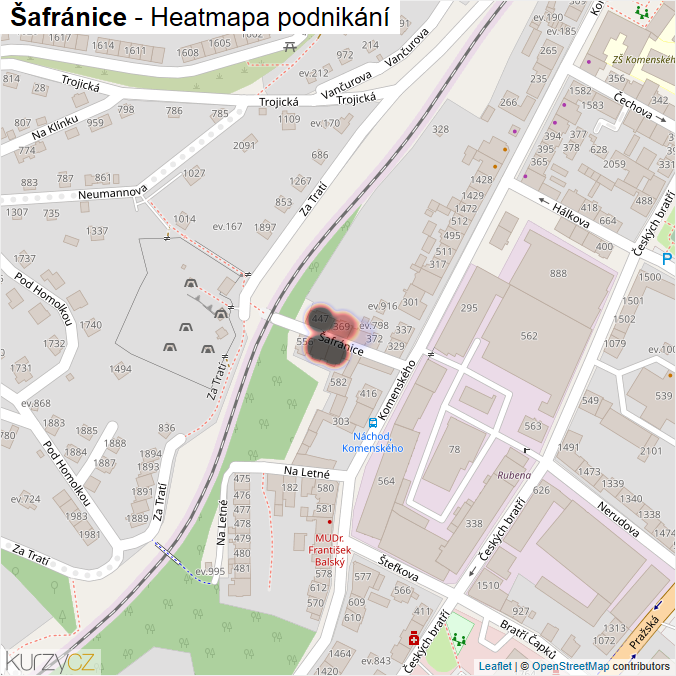 Mapa Šafránice - Firmy v ulici.