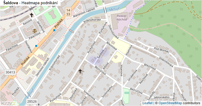 Šaldova - mapa podnikání