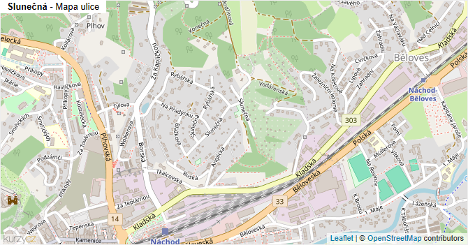 Slunečná - mapa ulice