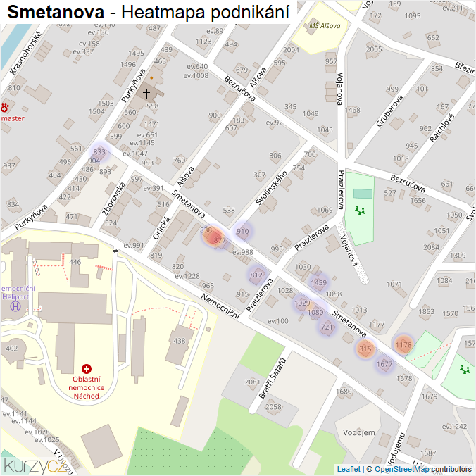 Mapa Smetanova - Firmy v ulici.