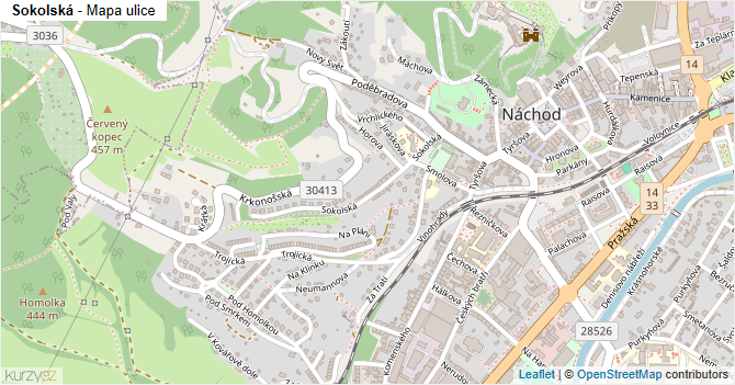 Sokolská - mapa ulice