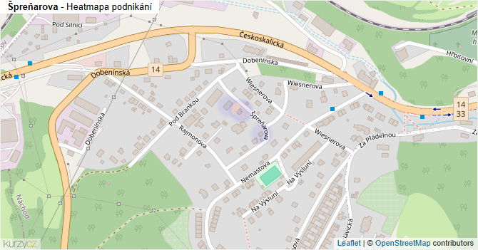 Špreňarova - mapa podnikání