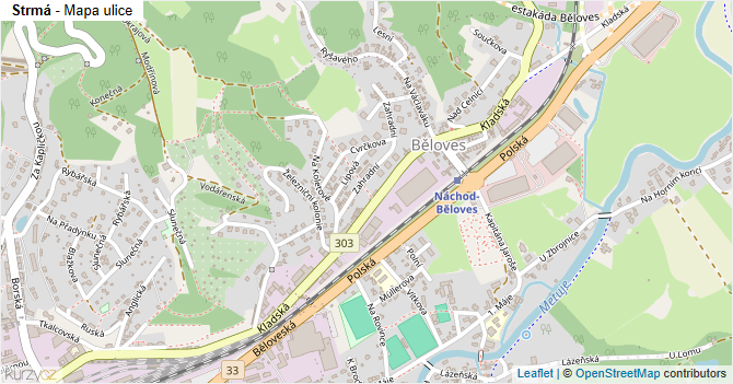 Strmá - mapa ulice