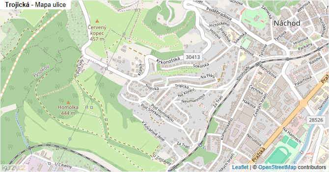Trojická - mapa ulice
