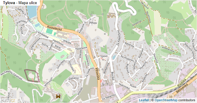 Tylova - mapa ulice