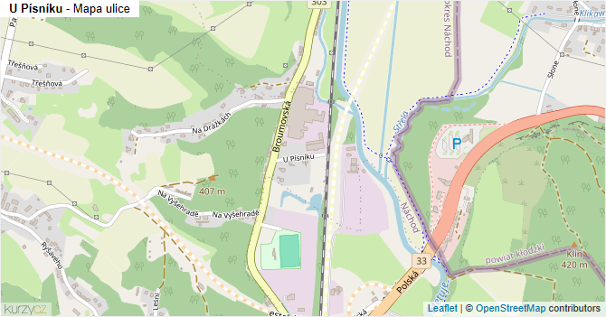 U Písníku - mapa ulice