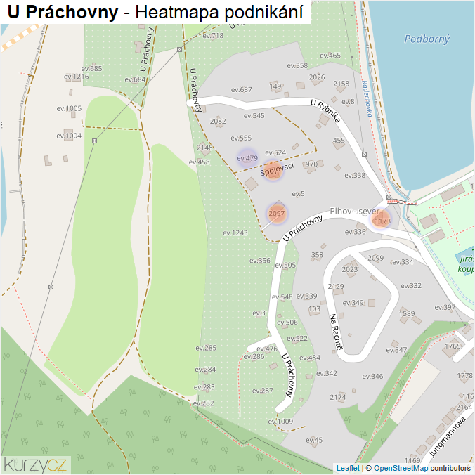 Mapa U Práchovny - Firmy v ulici.