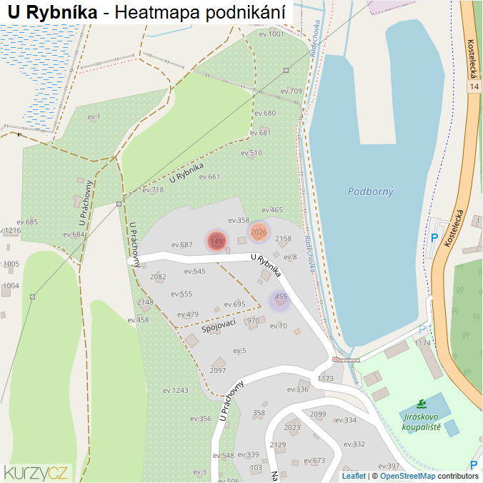 Mapa U Rybníka - Firmy v ulici.