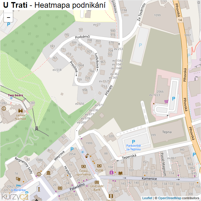 Mapa U Trati - Firmy v ulici.