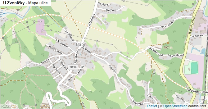 U Zvoničky - mapa ulice
