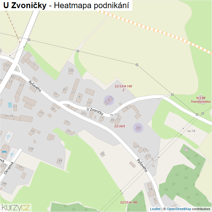 Mapa U Zvoničky - Firmy v ulici.