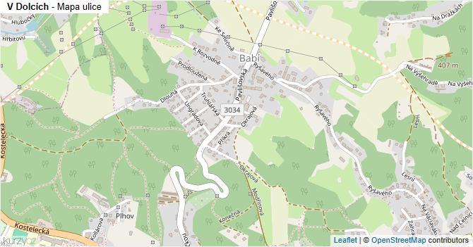 V Dolcích - mapa ulice