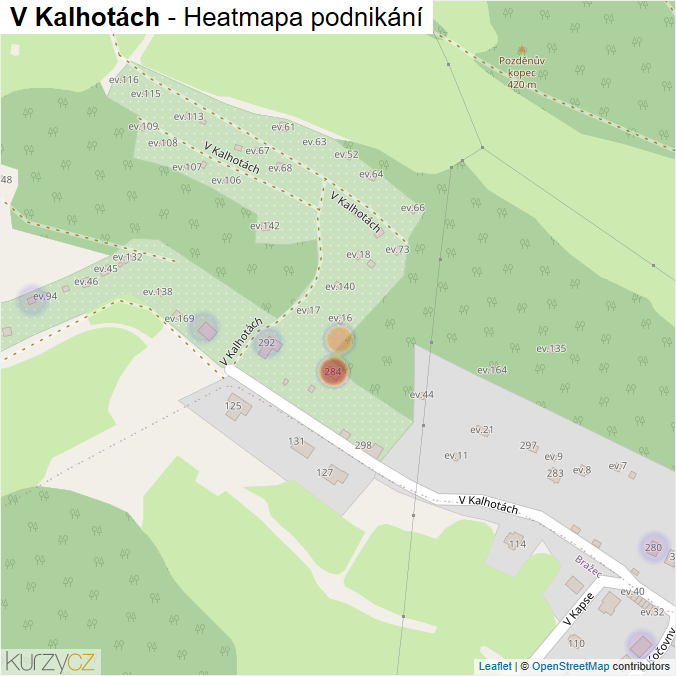 Mapa V Kalhotách - Firmy v ulici.