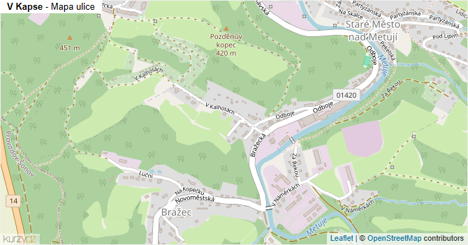 V Kapse - mapa ulice