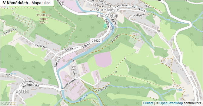 V Náměrkách - mapa ulice
