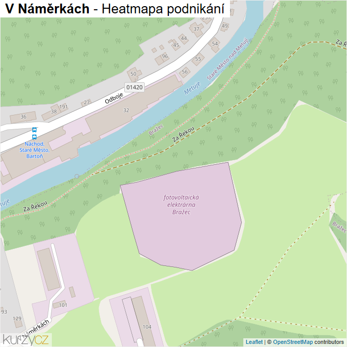 Mapa V Náměrkách - Firmy v ulici.