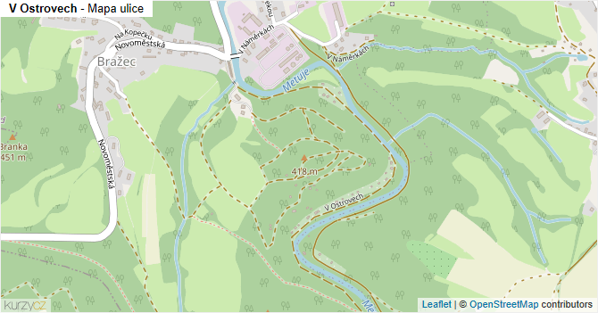V Ostrovech - mapa ulice