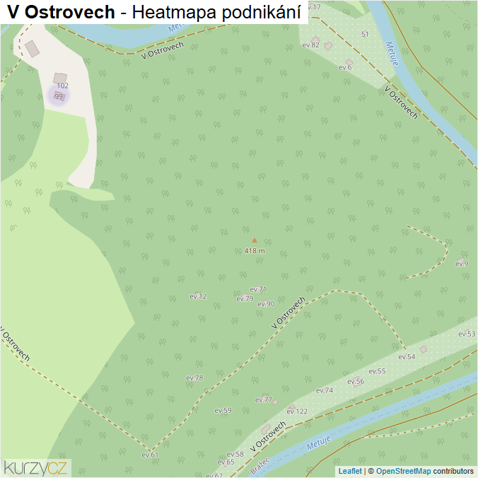 Mapa V Ostrovech - Firmy v ulici.