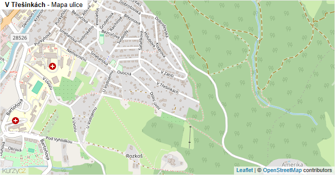 V Třešinkách - mapa ulice
