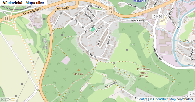 Václavická - mapa ulice