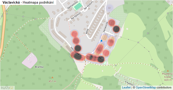Václavická - mapa podnikání