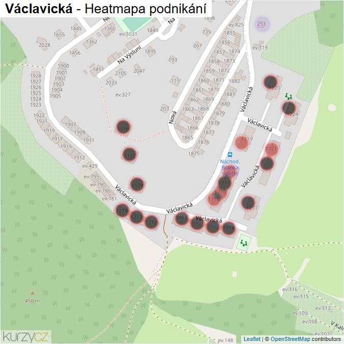 Mapa Václavická - Firmy v ulici.
