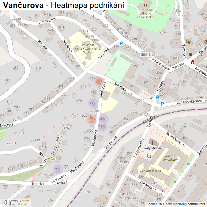 Mapa Vančurova - Firmy v ulici.
