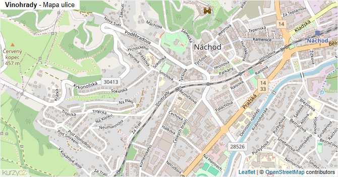 Vinohrady - mapa ulice