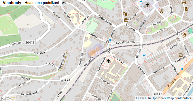 Vinohrady - mapa podnikání