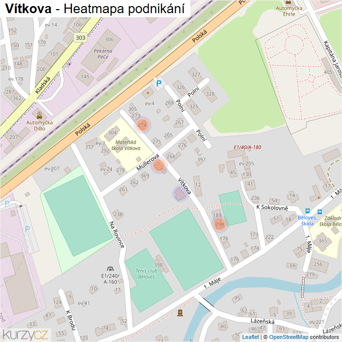 Mapa Vítkova - Firmy v ulici.