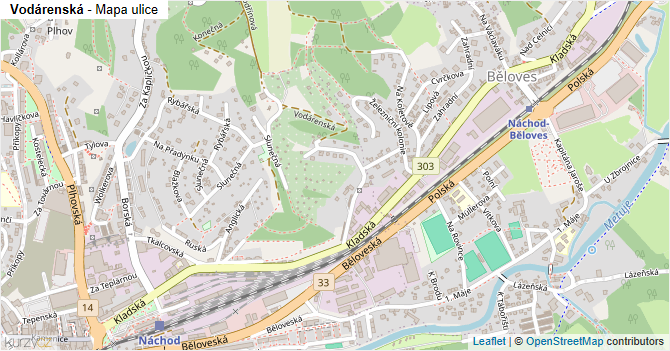 Vodárenská - mapa ulice