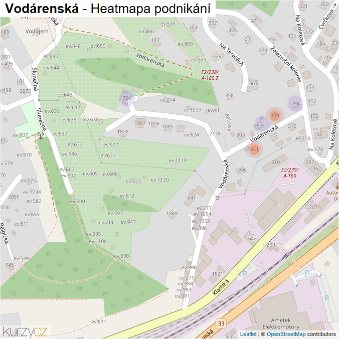 Mapa Vodárenská - Firmy v ulici.