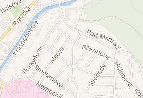 Vojanova v obci Náchod - mapa ulice