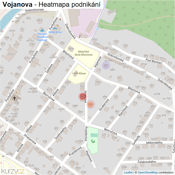 Mapa Vojanova - Firmy v ulici.