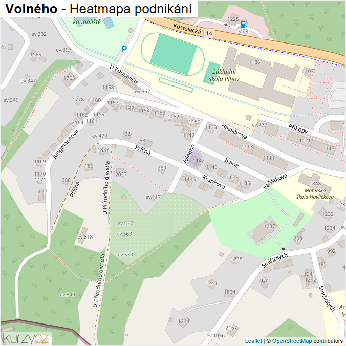 Mapa Volného - Firmy v ulici.