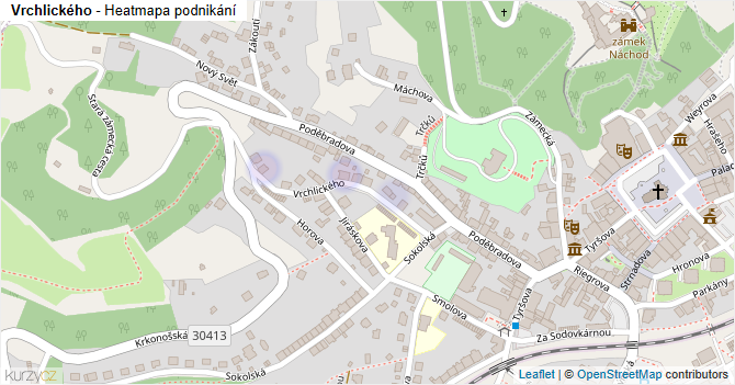 Vrchlického - mapa podnikání