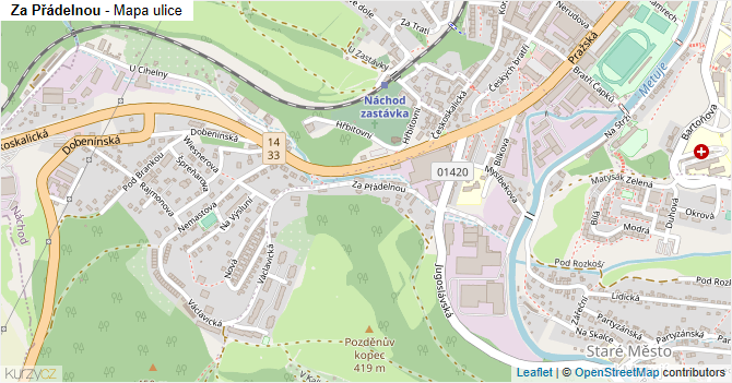 Za Přádelnou - mapa ulice