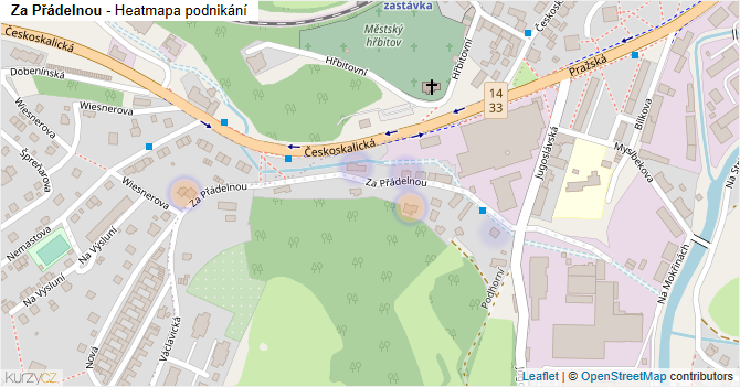 Za Přádelnou - mapa podnikání