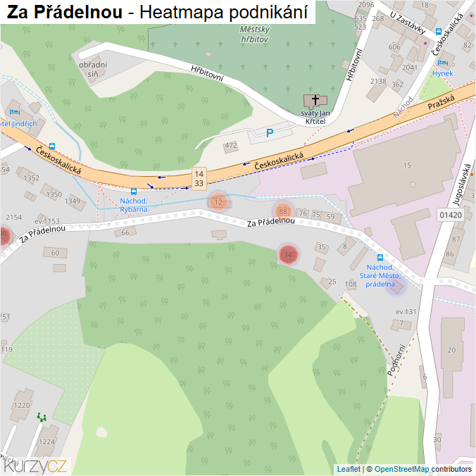 Mapa Za Přádelnou - Firmy v ulici.