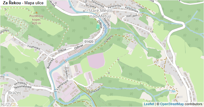 Za Řekou - mapa ulice