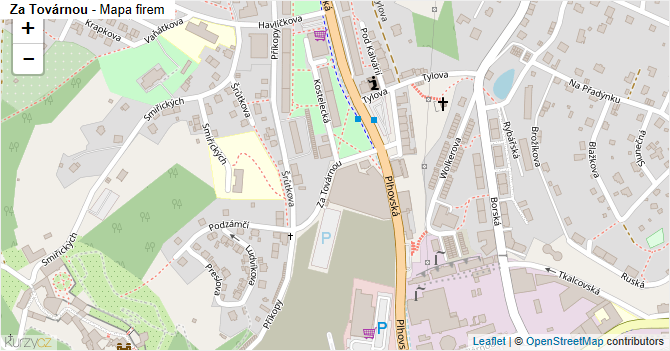 Za Továrnou - mapa firem