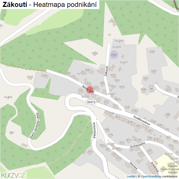 Mapa Zákoutí - Firmy v ulici.